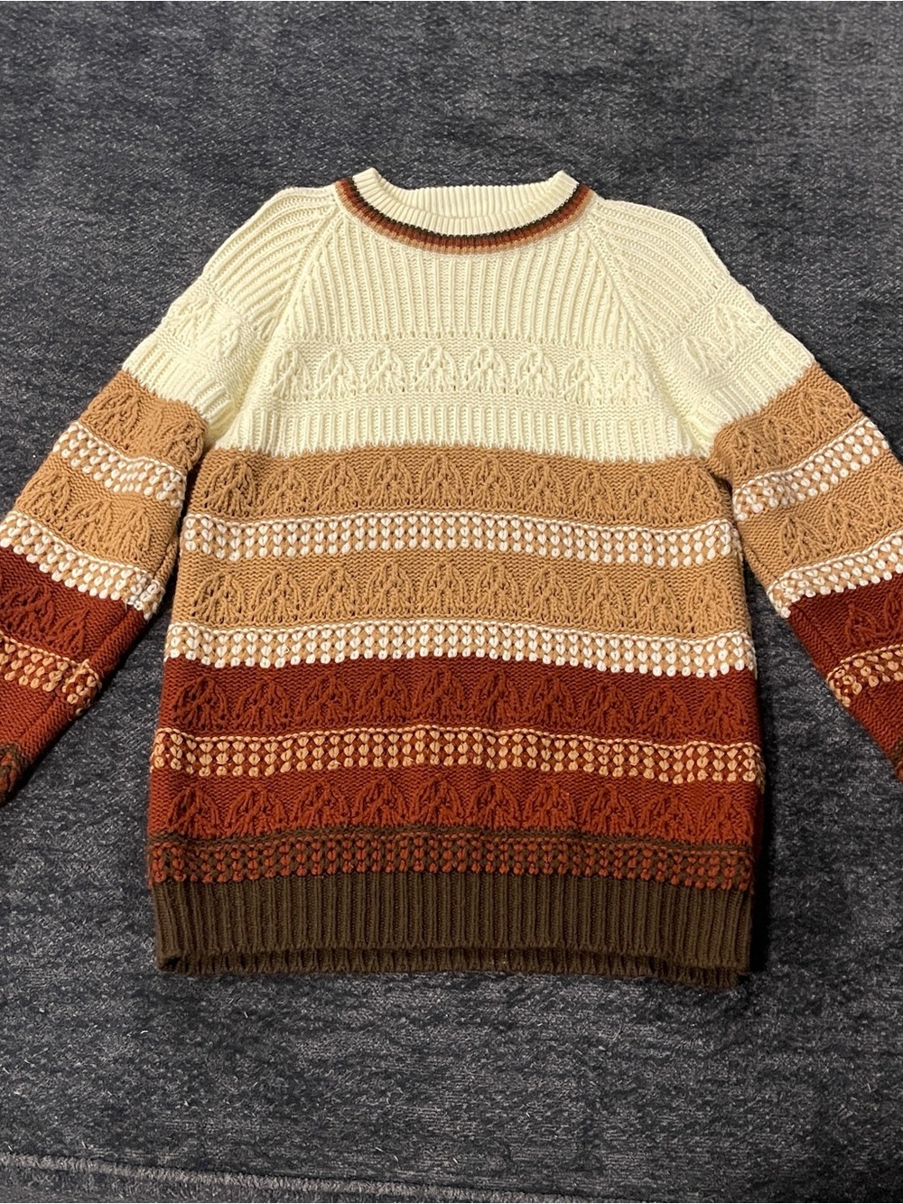 Vintage 80s Chunky Knit Sweater L Earth Tone Boho Cottagecore Grandpa